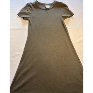 H&M Divided Olive Green Ribbed Knit Stretch T-Shirt Dress XS Short Sleeve Casual